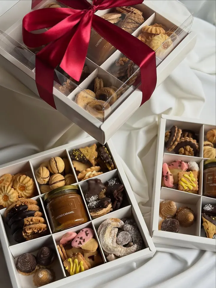 Christmas gift boxes with condensed-milk nut cookies